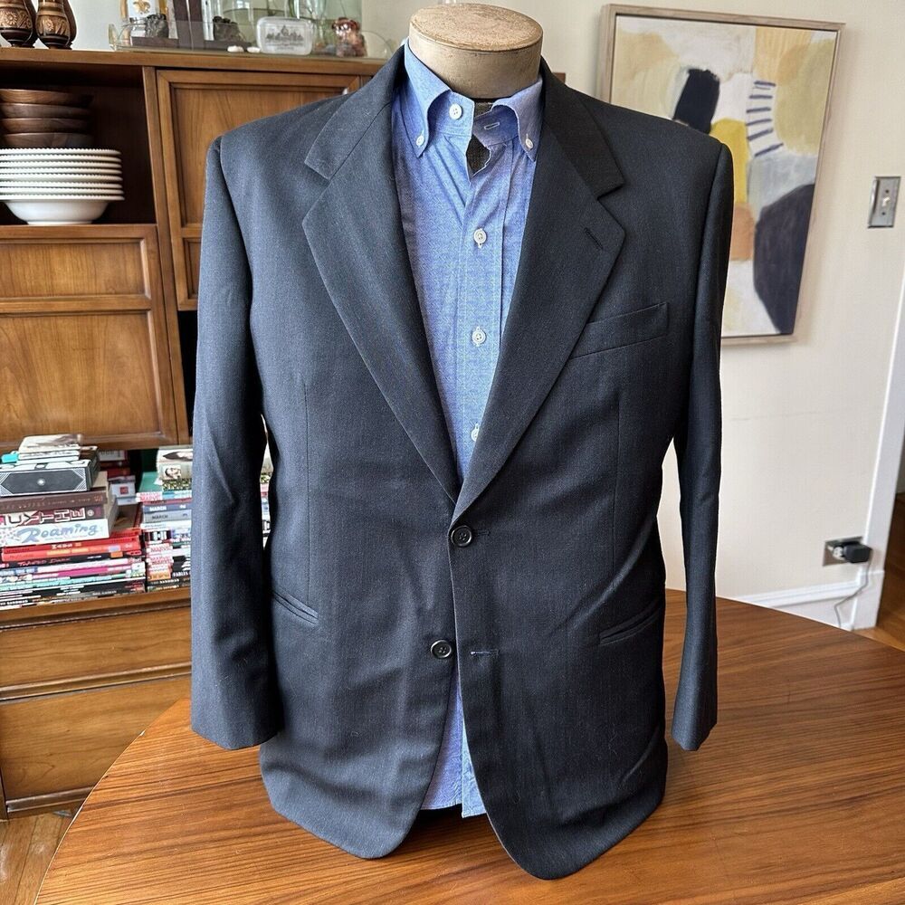 Vito Rufolo Black Merino Wool Blazer Suit Jacket Sport Coat Made in Italy 42R